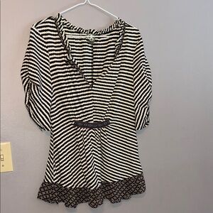 One September Black and White Stripe Blouse/Tunic